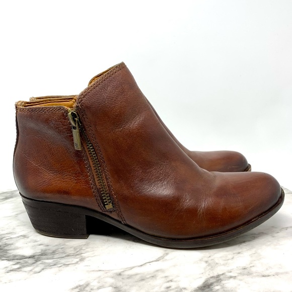 Lucky Brand Basel Zip Leather Booties 7.5 Classic Bohemian Western Neutral Moto - Picture 2 of 16
